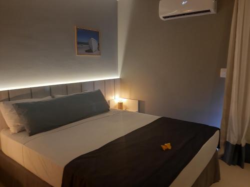 卡波布里奥Flat Samba的一间卧室配有一张大床,光线充足