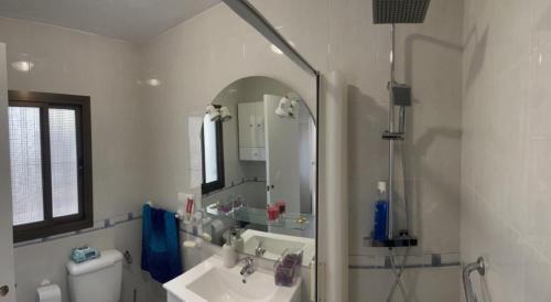 阿利坎特Casa Domínguez的一间带水槽和镜子的浴室