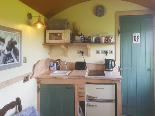 巴森斯韦特Fell Foot - Ukc5294的厨房设有绿门和台面