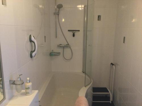 米勒姆HH Accommodation的带淋浴和浴缸的浴室