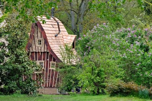 Les MolièresLa cabane de Merlin的树中间的小房子