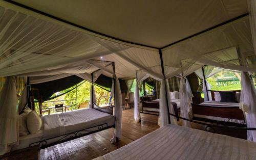 恩戈罗恩戈罗恩戈罗恩戈罗野营豪华帐篷的一间帐篷内带两张床的卧室