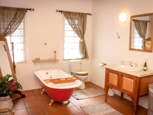 斯韦伦丹Place of Sonlight的带浴缸、卫生间和盥洗盆的浴室
