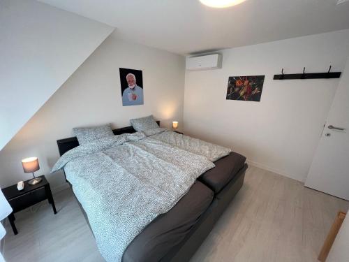 BrechtHoliday Home De Steenen Molen的一间卧室,卧室内配有一张大床