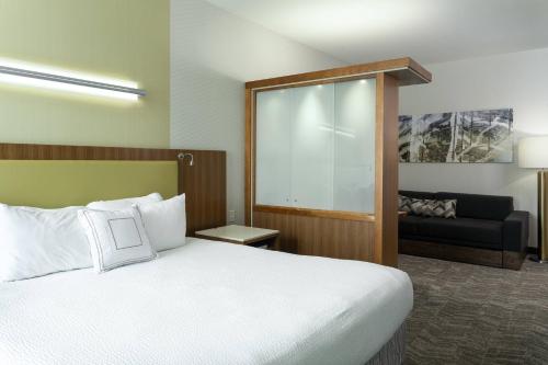 雷德利公园费城机场/里德利公园万豪春季山丘套房酒店的酒店客房,配有床和沙发