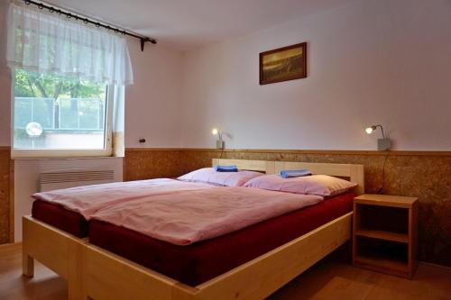 Podkopná LhotaPrázdninový dům-Pension ROLIMPEX的一间卧室设有一张大床和窗户