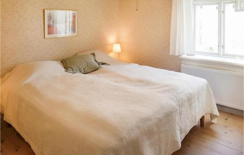 锡姆里斯港3 Bedroom Stunning Home In Simrishamn的卧室内的白色床和枕头