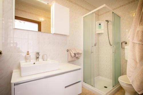罗维尼Villa Matohanca的一间带水槽和淋浴的浴室