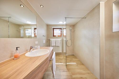 奥托博伊伦巴尔赫伽尼酒店的一间带水槽和淋浴的浴室