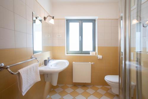 布莱德Lakeside Apartments Bled的一间带水槽和卫生间的浴室
