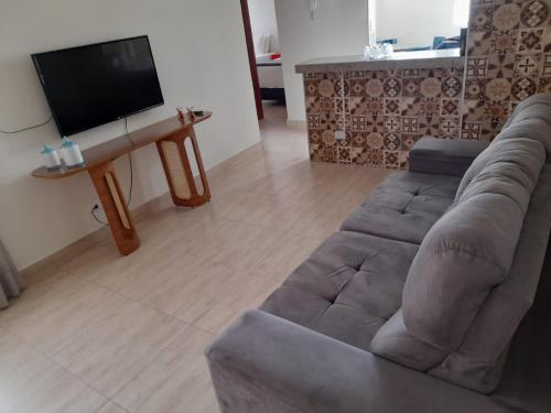 戈亚尼亚Apartamento Aconchegante SETOR OESTE的带沙发和平面电视的客厅
