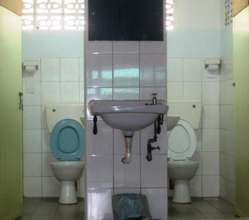 峇都丁宜ET经济型旅馆的一间带水槽和两个卫生间的浴室