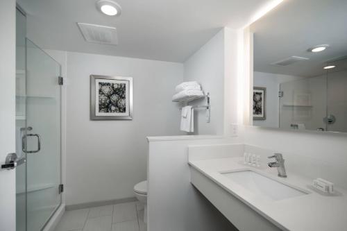 沃思堡沃斯堡市中心/会议中心费尔菲尔德酒店的白色的浴室设有水槽和卫生间。