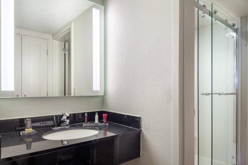 劳德代尔堡Fort Lauderdale Marriott North的一间带水槽和镜子的浴室