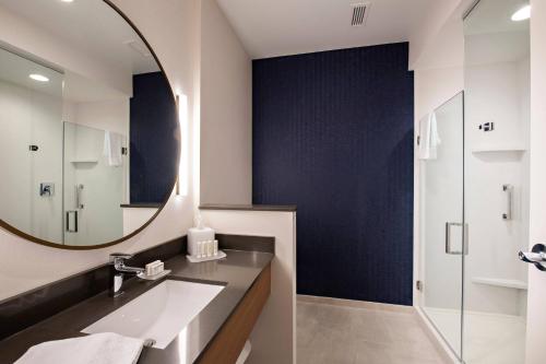Murlin HeightsFairfield Inn & Suites by Marriott Dayton North的一间带水槽和镜子的浴室