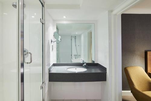 卡迪夫万豪加的夫度假酒店的一间带水槽和镜子的浴室