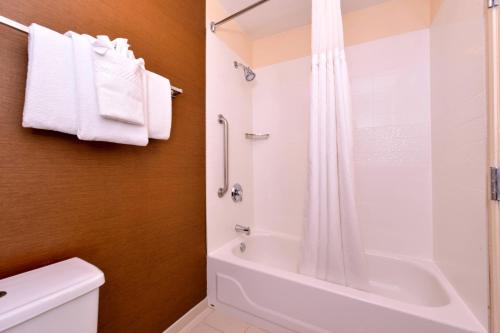 杰斐逊维尔Fairfield Inn & Suites Louisville North的带淋浴、浴缸和卫生间的浴室