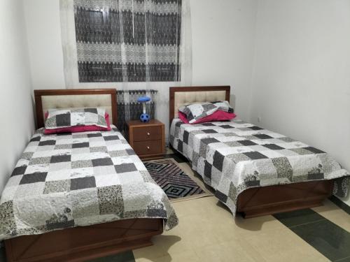 阿尔及尔MAÏS的两张睡床彼此相邻,位于一个房间里