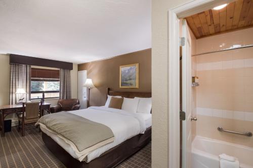 甘尼森陀米奇村酒店的酒店客房设有一张大床和一间浴室。