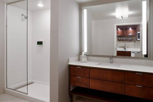 奥兰多TownePlace Suites by Marriott Orlando Downtown的一间带水槽和淋浴的浴室