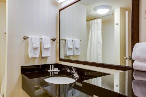 泰特斯维尔肯尼迪航天中心万豪费尔菲尔德套房酒店的一间带水槽和镜子的浴室