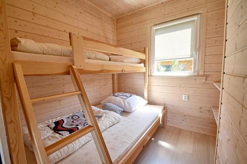 萨比诺瓦Rumiankowa Polana的小木屋内一间卧室配有双层床