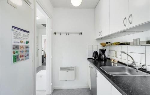 Nymindegab1 Bedroom Cozy Home In Nrre Nebel的白色的厨房设有水槽和台面