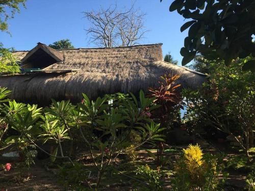 HitokalakThe Sleepy Lagoon Beach House的草屋顶部的茅草屋顶