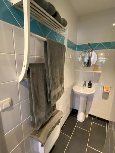 桑加特Le jardin secret的浴室配有盥洗盆、卫生间和毛巾。
