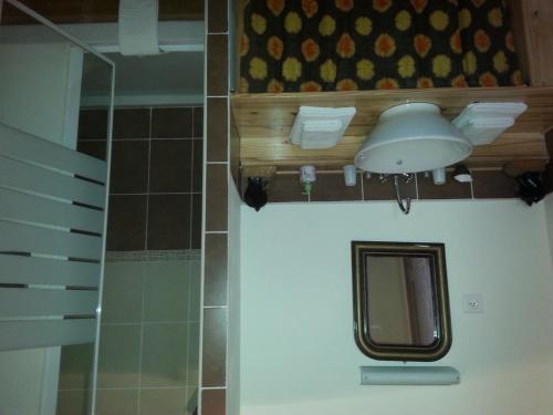 Bennecourt本尼科特勒阿弗尔德酒店的一间带镜子和天花板的浴室