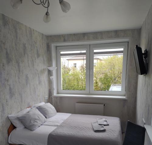 帕兰加Poilsis Palangoje pas Daivą的一间卧室设有一张床和一个窗口