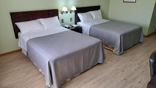 科皮亚波科皮亚波迭戈阿尔马格罗酒店的酒店客房设有两张床和床头柜。