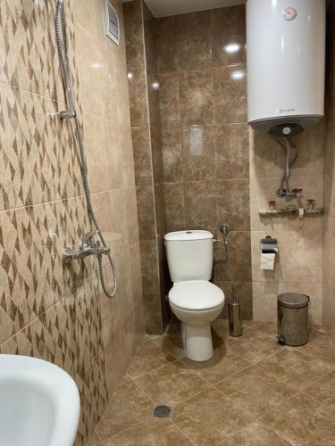 卡赞勒克Апартамент за гости ДИГЕНА的浴室配有卫生间、盥洗盆和淋浴。