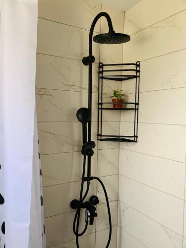 科斯镇Casa di Angelo的浴室内配有带黑色淋浴喷头的淋浴