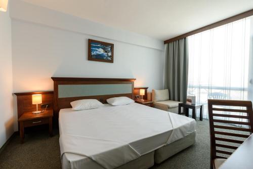 阳光海滩狮阳海滩酒店的酒店客房设有床和窗户。