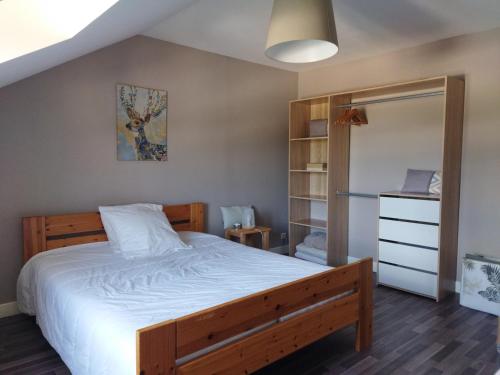 Châtillon-sur-BrouéLes Fortelles的一间卧室配有一张大床和一个衣柜