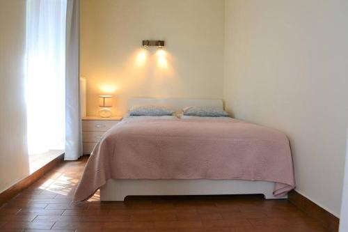 格但斯克Kaletnicza Old Town Apartment的一间卧室配有一张带粉色毯子的床