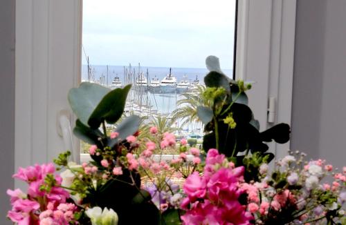 戛纳Appartement 5 min des plages Croisette的海港景花瓶