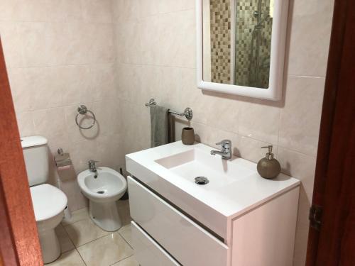 丰沙尔Ocean Dream Apartment的浴室配有白色水槽和卫生间。