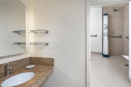 梅泰里新奥尔良梅泰里万豪原住客栈的一间带水槽和镜子的浴室