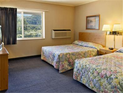 Franklin富兰克林速8酒店的酒店客房设有两张床和窗户。