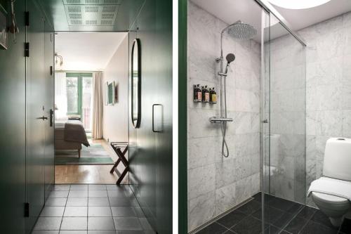 斯德哥尔摩哈根别墅酒店的带淋浴和卫生间的浴室