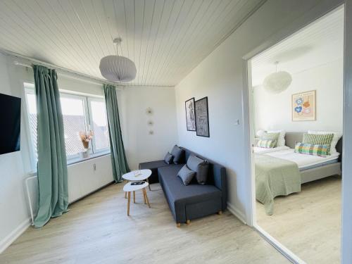 腓特烈港aday - Greenway 2 bedrooms apartment的客厅配有沙发和1张床