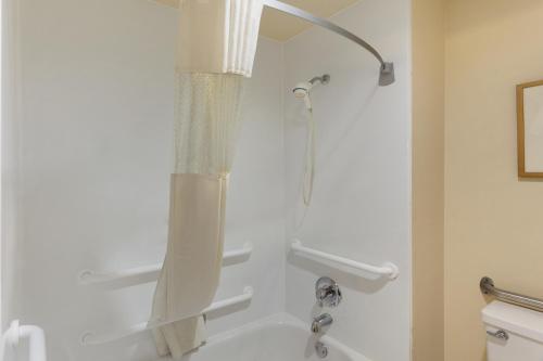 史密斯堡Days Inn by Wyndham Fort Smith的带淋浴和盥洗盆的浴室