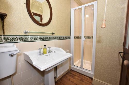 卢维克波莫纳住宿加早餐旅馆的一间带水槽和淋浴的浴室