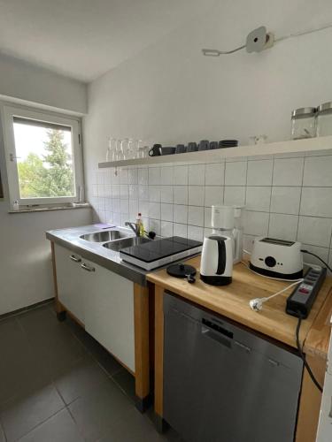 弗罗伊登施塔特East View的厨房配有水槽和台面