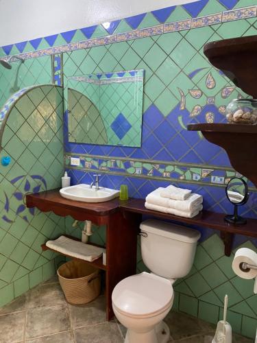 萨玛拉Casa Maiana的一间带卫生间和水槽的浴室
