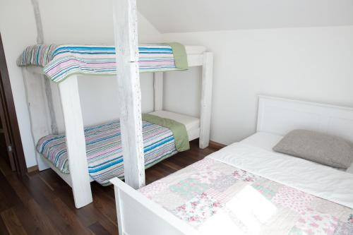 EcoSilini的客房设有两张双层床和一张床。