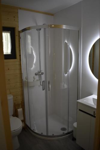 维拉·雷阿尔MOM - Mateus On Modular的设有带卫生间的浴室内的淋浴间