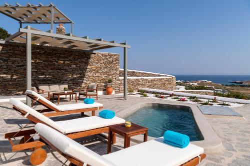 帕拉斯波罗斯Peters Place - Paros Resort的一个带游泳池和庭院的别墅